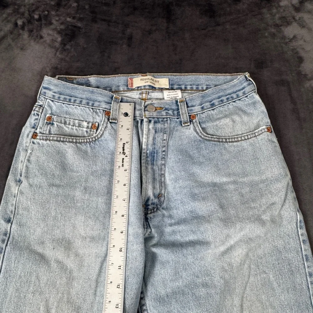 Levi's 505 Regular Fit Jeans Mens 34x32 Light Wash Blue Straight Leg Denim 3221
